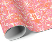 Drehmuster in Rosa, Orange und Creme Geschenkpapier (Rolleneckpunkt)