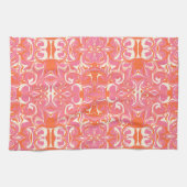 Drehmuster in Rosa, Orange und Creme Geschirrtuch (Horizontal)