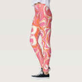 Drehmuster in Rosa, Orange und Creme Leggings (Links)