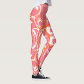 Drehmuster in Rosa, Orange und Creme Leggings (Rechts)