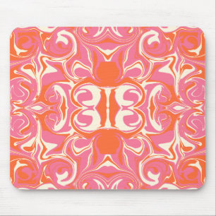 Drehmuster in Rosa, Orange und Creme Mousepad
