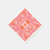 Drehmuster in Rosa, Orange und Creme Serviette (Ecke)