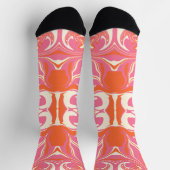 Drehmuster in Rosa, Orange und Creme Socken (Oben)