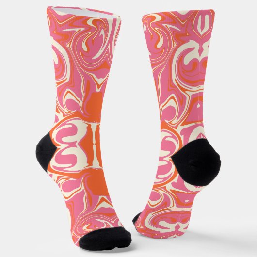 Drehmuster in Rosa, Orange und Creme Socken (Gewinkelt)