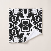 Drehmuster in Schwarz/Weiß Badhandtuch Set (Waschlappen)