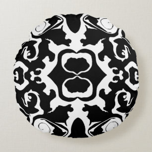Drehmuster in Schwarz/Weiß Rundes Kissen