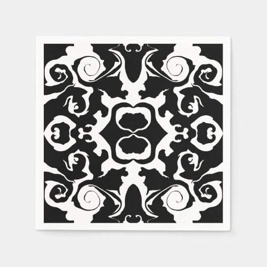 Drehmuster in Schwarz/Weiß Serviette (Vorderseite)