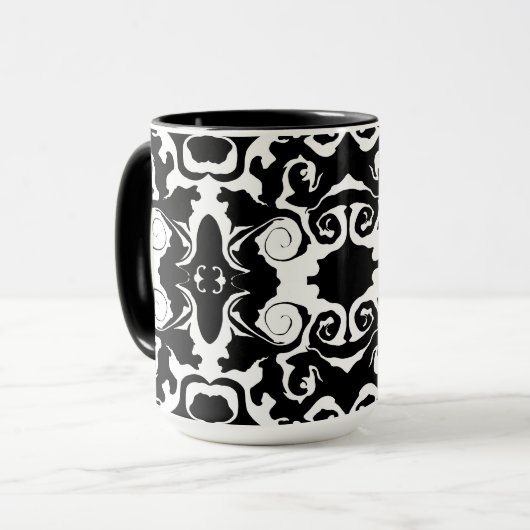 Drehmuster in Schwarz/Weiß Tasse (Vorderseite Links)