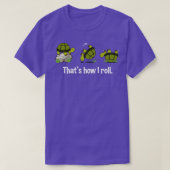 Drehschieber- und Roll-Funny-Turtle-Rolling-Grafik T-Shirt (Design vorne)