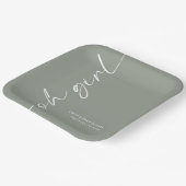 Drehte Skriptnamensage Oh Girl Baby Shower Pappteller (Gewinkelt)