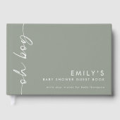 Drehte Skriptsprache Oh Boy Baby Shower Gästebuch (Vorderseite)