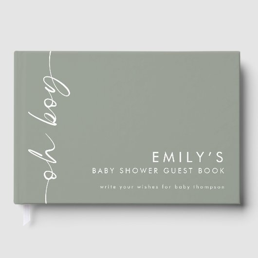 Drehte Skriptsprache Oh Boy Baby Shower Gästebuch (Vorderseite)