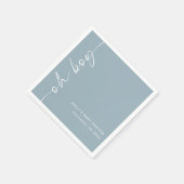 Drehter Skriptname Dusty Blue Oh Boy Baby Shower Serviette (Ecke)