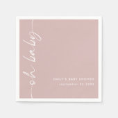Drehter Skriptname Dusty Rose Oh Baby Shower Serviette (Vorderseite)