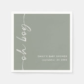 Drehter Skriptname Sage Oh Boy Baby Shower Serviette (Vorderseite)