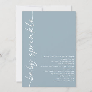 Drehtes Skript Dusty Blue Baby Dusche Sprinkle Einladung