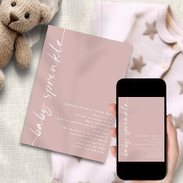 Drehtes Skript Dusty Rose Kinderdusche Sprinkle Einladung