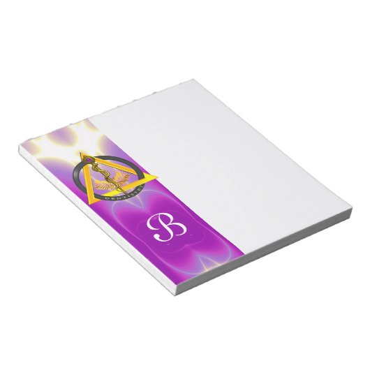 DREHUNG DES ASCLEPIUS-ZAHNCHEN-MONOGRAMM NOTIZBLOCK (angewinkelt)