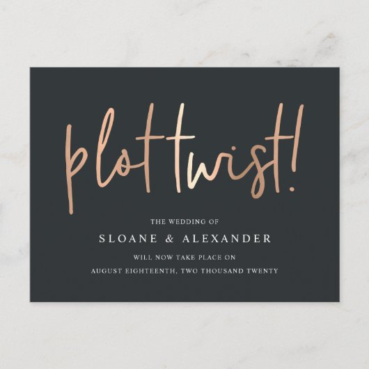 Drehung | Modernes Kupfer-Hochzeitsprogramm Ankündigungspostkarte (Vorderseite)