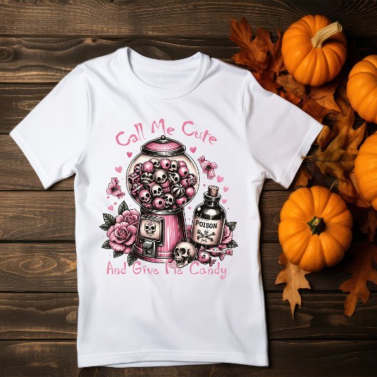 Drehung über Spooky Style: Rosa Halloween-Veröffen T-Shirt