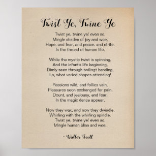 Drehung Ye Twine Ye Gedicht von Walter Scott Vinta Poster