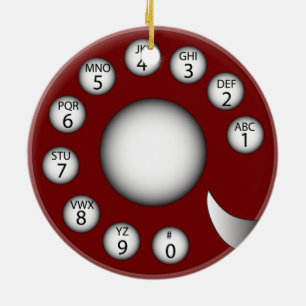 Drehwählscheibe Telefon (Rot) Keramik Ornament