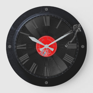 Drehzeit: Retro-Plattenspieler-Uhr Große Wanduhr