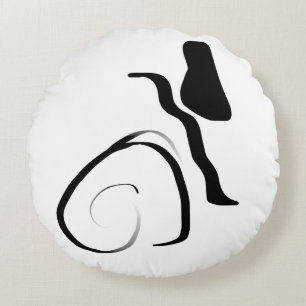 Drehzyklus: Abstrakt Schwarz/Weiß Rundes Kissen