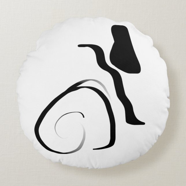 Drehzyklus: Abstrakt Schwarz/Weiß Rundes Kissen (Vorderseite)