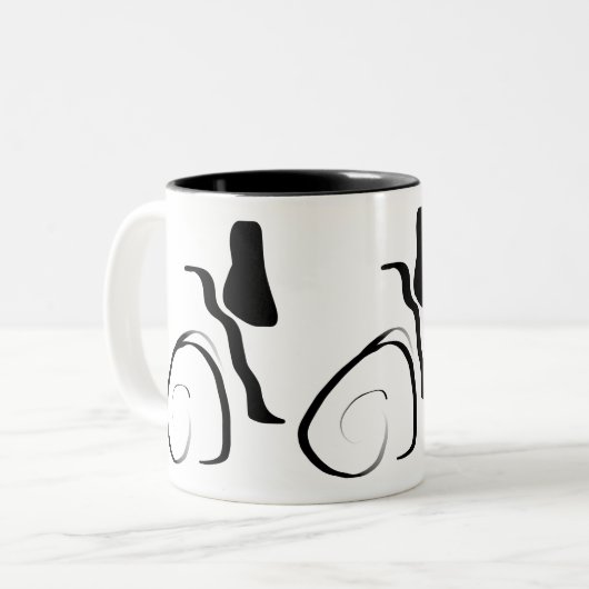 Drehzyklus: Abstrakt Schwarz/Weiß Zweifarbige Tasse (Vorderseite Links)