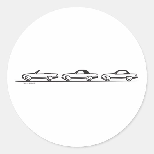 Drei 107 SL Runder Aufkleber (Vorderseite)