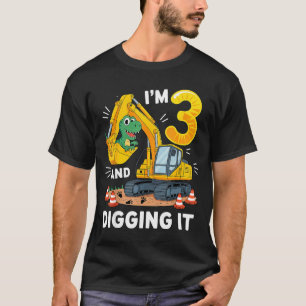 Drei 3 Jahre 3. Geburtstag Baustellen-Dinosaurier  T-Shirt