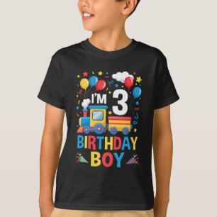 Drei 3 Jahre 3. Kinder Jungen Mädchen Zug Geburtst T-Shirt