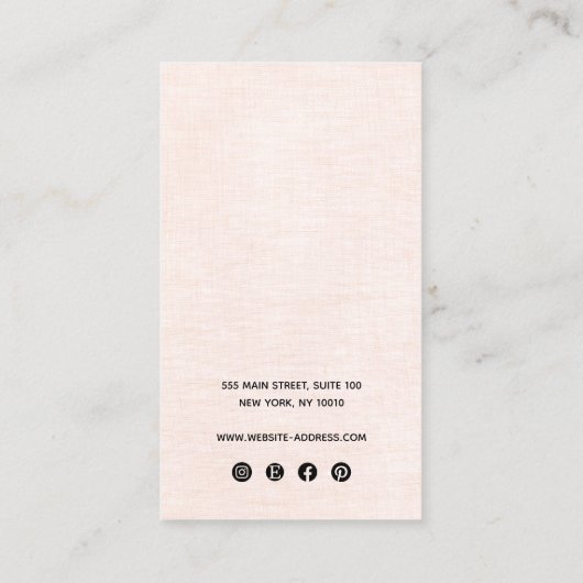 Drei 3-Loch-Pink-Script-Vorzeichenhalter Visitenkarte (Rückseite)