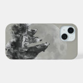 Drei 3 Wölfe heulen am Mond Tierart iPhone 15 Hülle (Rückseite (Horizontal))