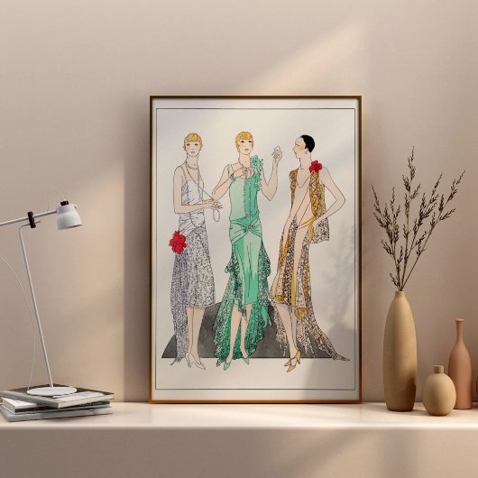 Drei Abend Kleider mit Spitze von Racine Poster