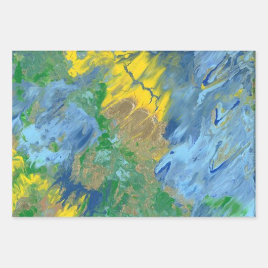 Drei abstrakte Acrylbilder Geschenkpapier Set (Vorderseite)