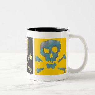 Drei abstrakte Pop-Kunst-Schädel Zweifarbige Tasse