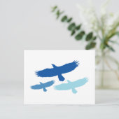 Drei Adler fliegen (blau) Postkarte (Stehend Vorderseite)