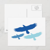 Drei Adler fliegen (blau) Postkarte (Vorne/Hinten)