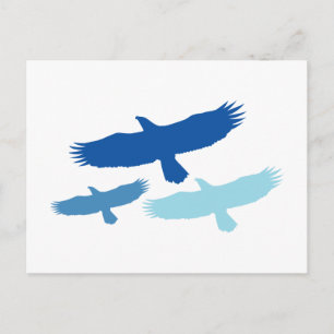 Drei Adler fliegen (blau) Postkarte