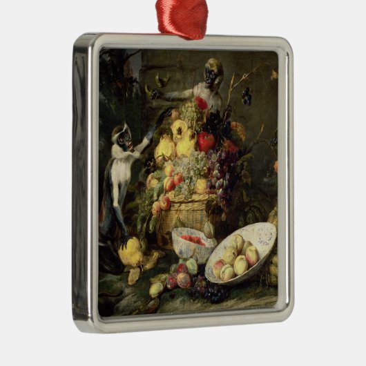 Drei Affen, die Frucht (Öl, stehlen auf Leinwand) Ornament Aus Metall (Rechts)