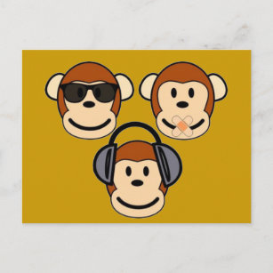 Drei Affen - Sehen, hören, sprechen kein Übel Postkarte