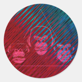 Drei Affen Video Gaming Design Runder Aufkleber