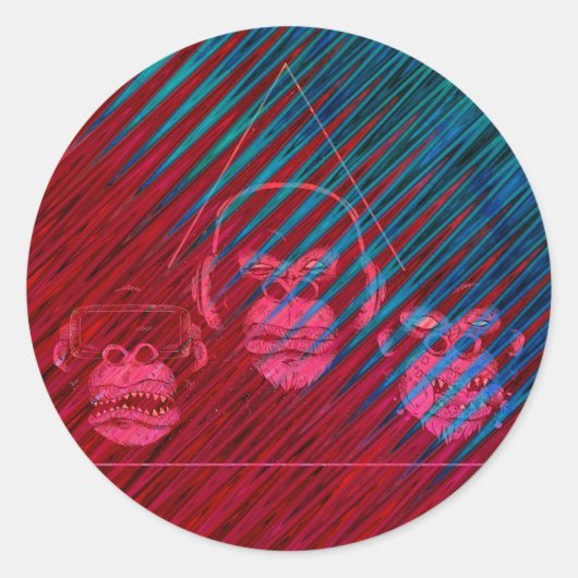 Drei Affen Video Gaming Design Runder Aufkleber (Vorderseite)