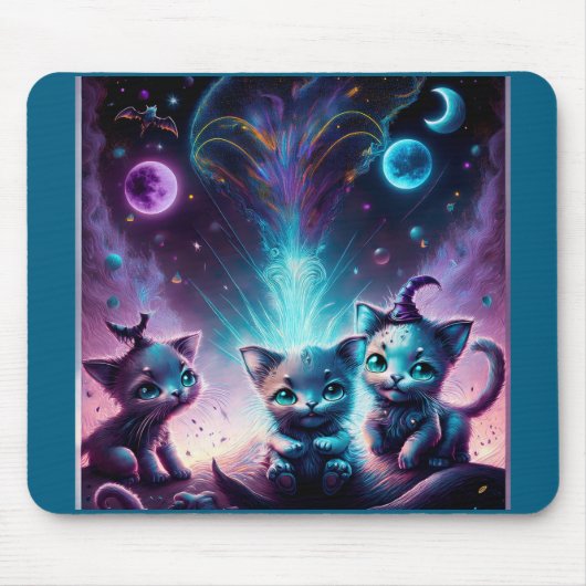 Drei Alien Kätzchen in einer anderen Welt Mousepad (Vorne)