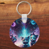 Drei Alien Kätzchen in einer anderen Welt Schlüsselanhänger (Rückseite)