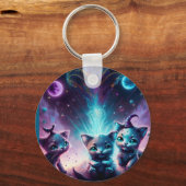 Drei Alien Kätzchen in einer anderen Welt Schlüsselanhänger (Vorderseite)