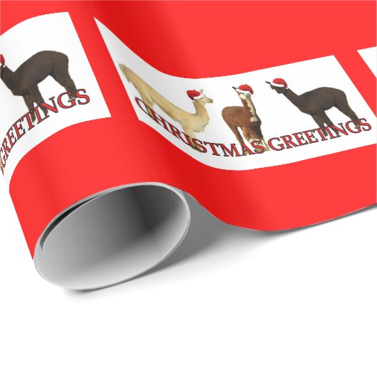 Drei Alpaca Santas Geschenkpapier (Rolleneckpunkt)
