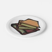 Drei alte Bücher zusammengesteckt Pappteller (Schrägansicht)